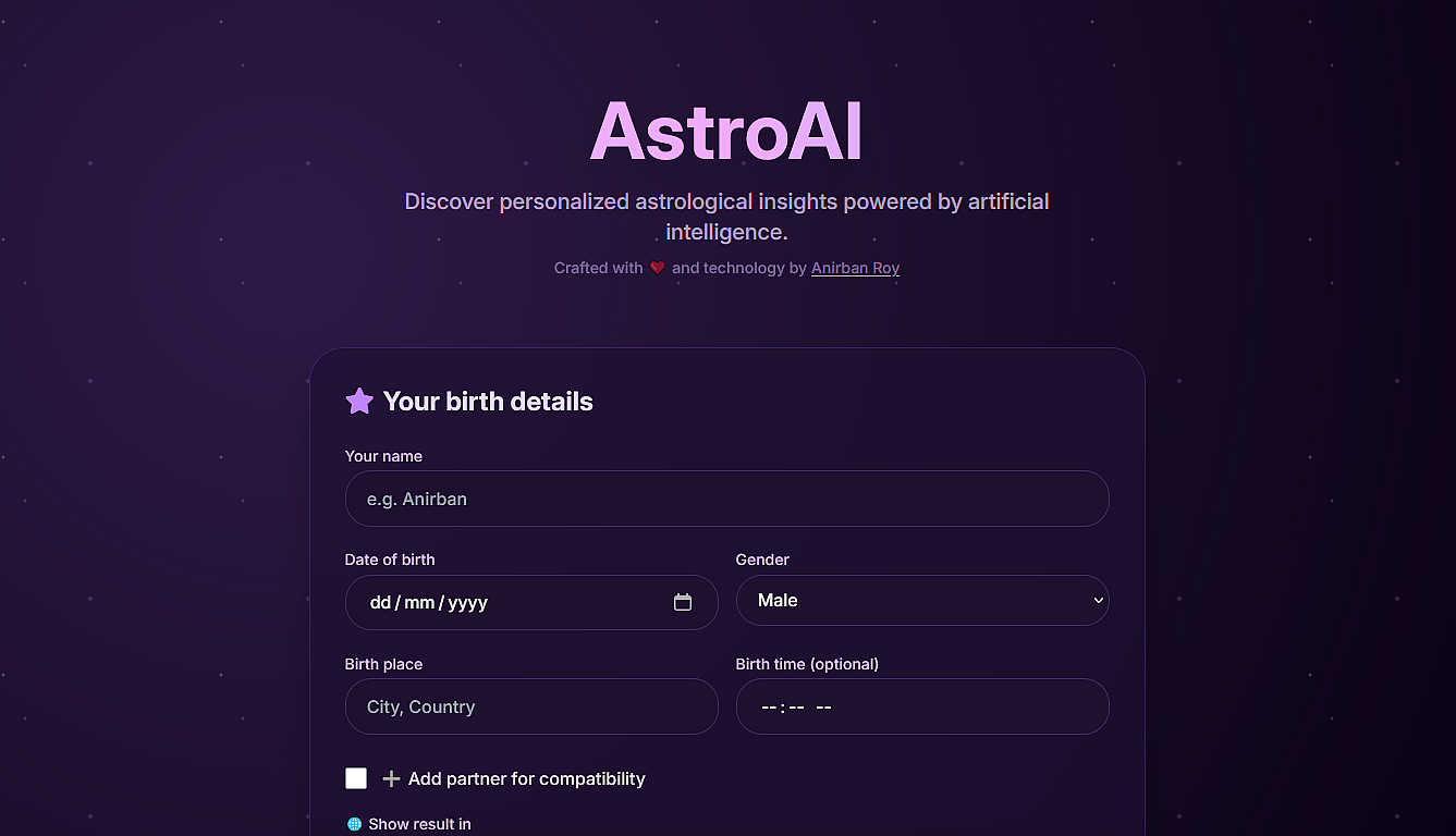 AstroAI AI Powered Astrology and Future Prediction Web App